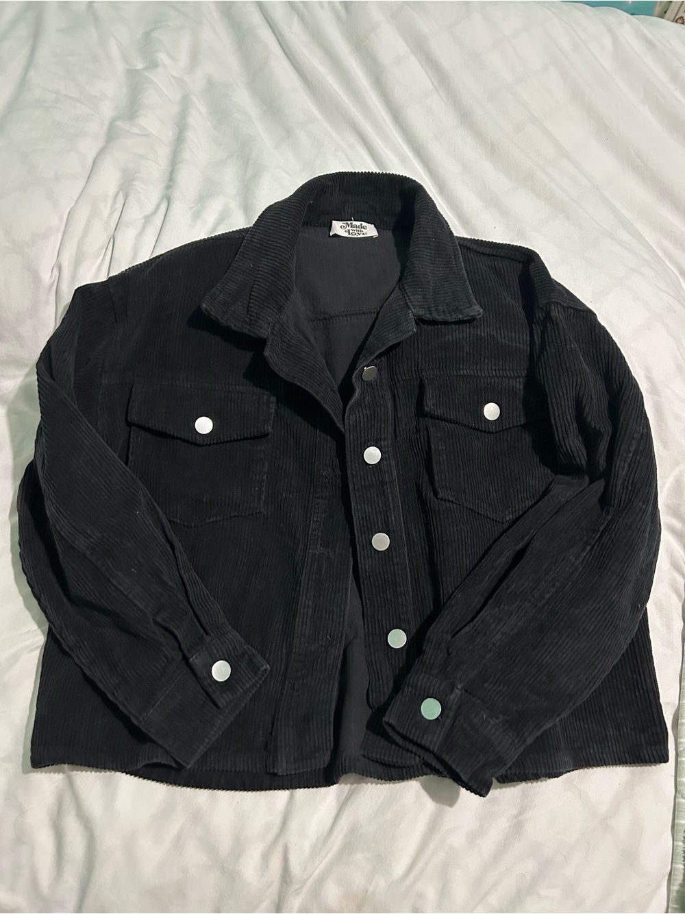 Black Corduroy Button-Front Jacket